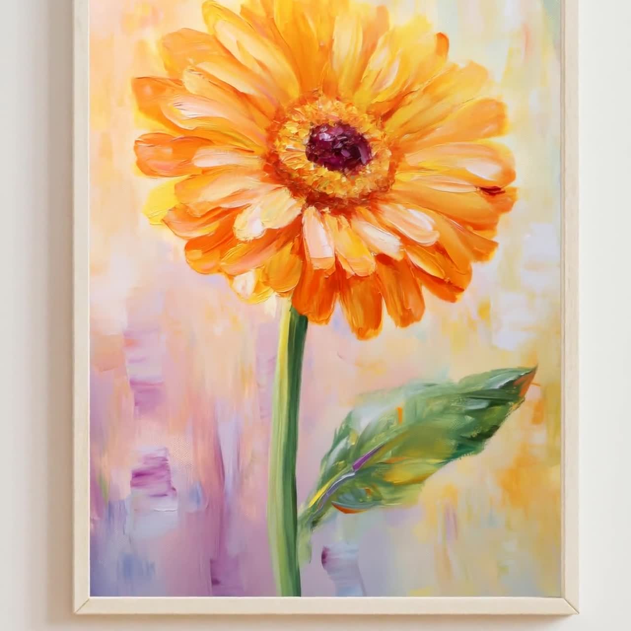 ビュフェ アート作品「Orange Daisys」Hibell Art 証明付き USD|en-US|